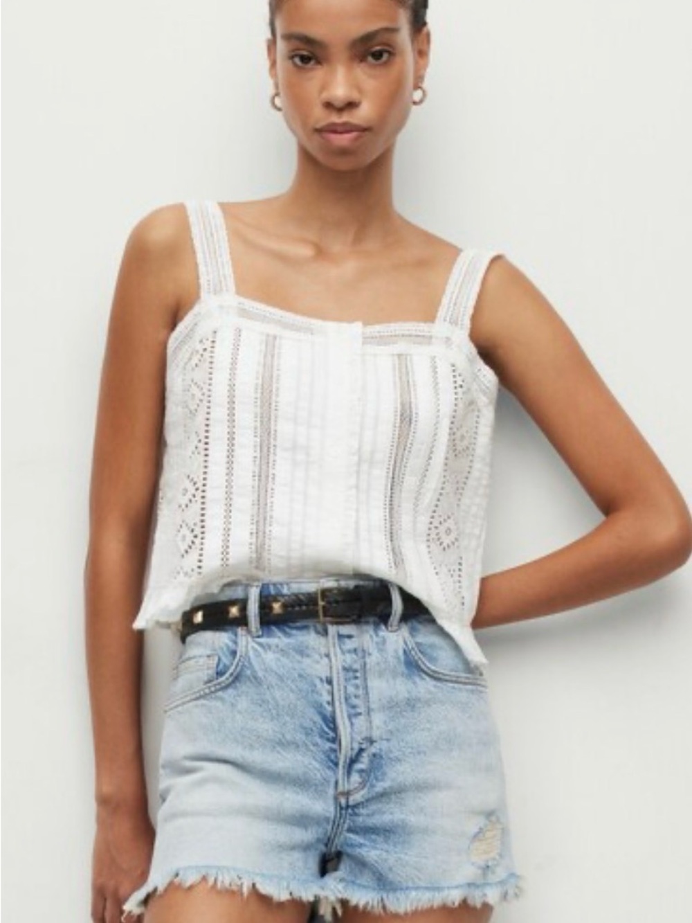 NWT All Saints Samara Lace-Detail Camisole Top - sz 10 - $169